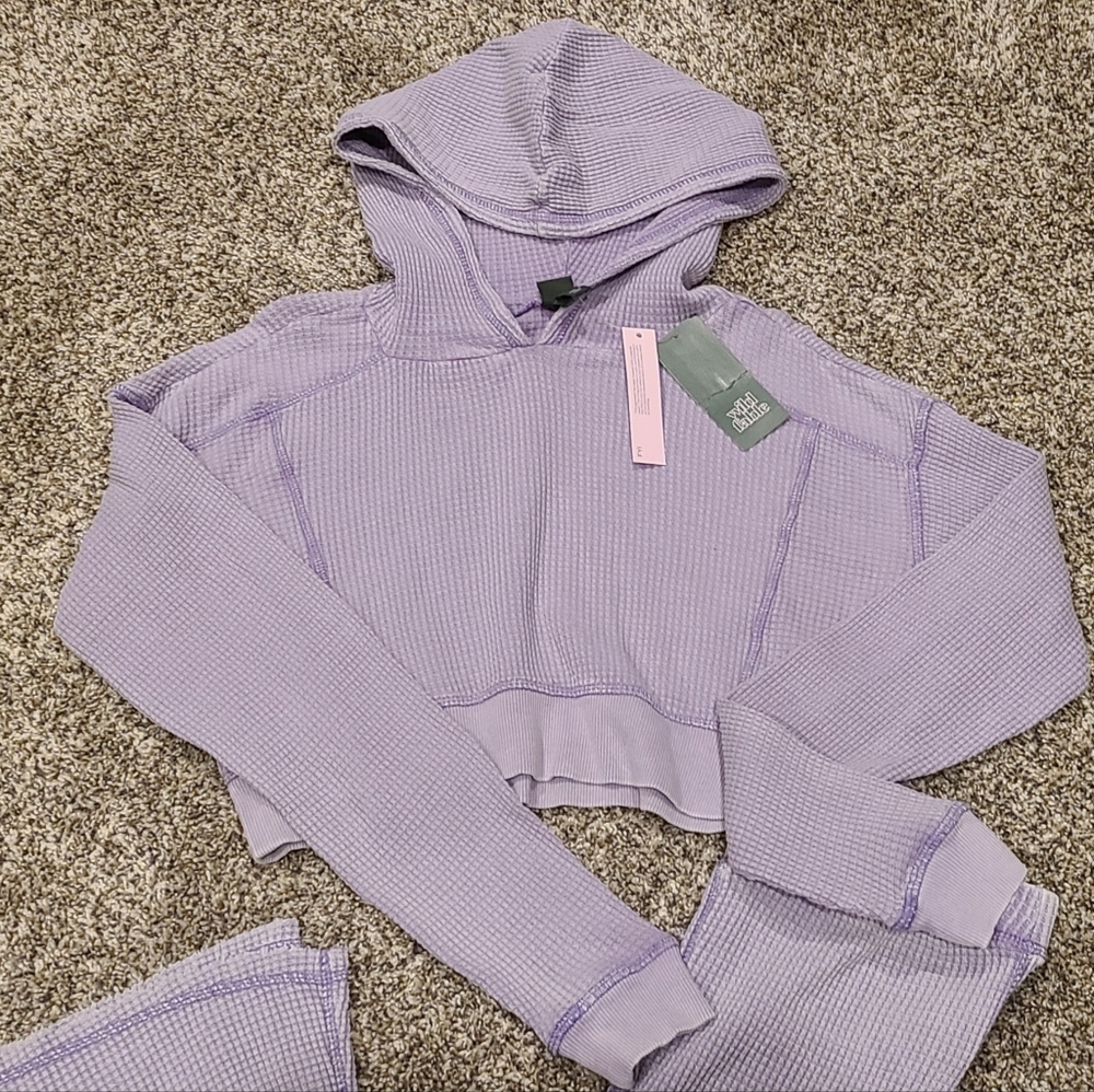 Wild Fable Women Hood Crop Top & Pant Lounge Set - Picture 5 of 7